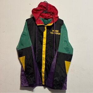 MTV Music Full Zip Hip Hop Colorblock Windbreaker Hoodie Jacket - Size L